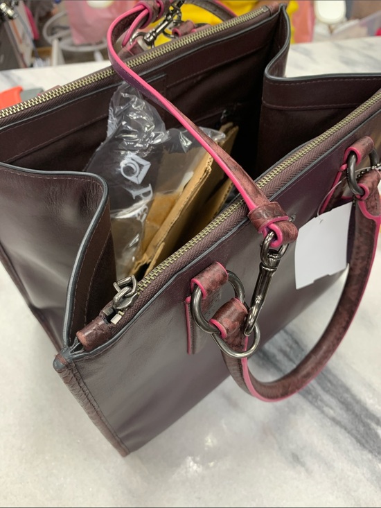 Coach Handbags - Coach Burgundy Satchel with Pink Trim